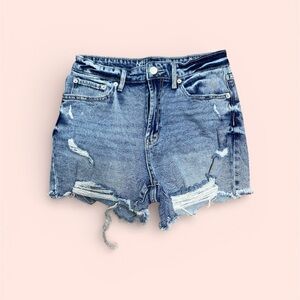 NoBo size 11 junior Blue Distressed Jean Shorts raw hem distressed destroyed